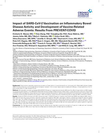 Impact of SARS-CoV-2 Vaccination on Inflammatory Bowel Disease Activity and Development of Vaccine-Related Adverse Events: Results From PREVENT-COVID thumbnail