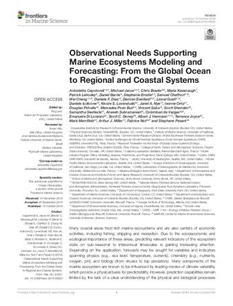 Observational Needs Supporting Marine Ecosystems Modeling and Forecasting: From the Global Ocean to Regional and Coastal Systems thumbnail