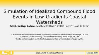 Simulation of Idealized Compound Flood Events in Low-Gradients Coastal Watersheds thumbnail