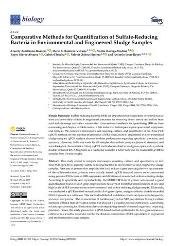 Comparative Methods for Quantification of Sulfate-Reducing Bacteria in Environmental and Engineered Sludge Samples thumbnail