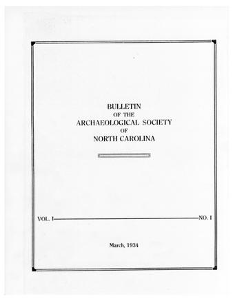 Bulletin of the Archaeological Society of North Carolina, Volume 1, Issue 1 thumbnail