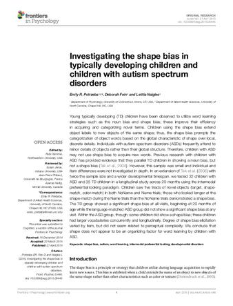 Investigating the shape bias in typically developing children and children with autism spectrum disorders thumbnail