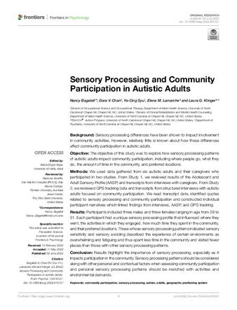 Sensory Processing and Community Participation in Autistic Adults thumbnail