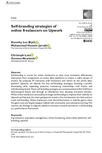 Self-branding strategies of online freelancers on Upwork