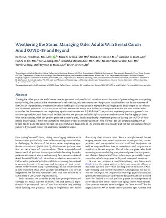 Weathering the Storm: Managing Older Adults With Breast Cancer Amid COVID-19 and Beyond thumbnail