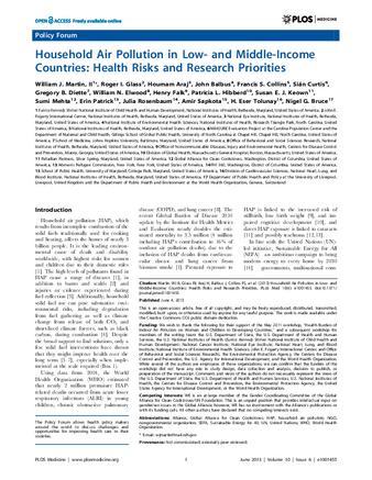 Household air pollution in low- and middle-income countries: health risks and research priorities thumbnail