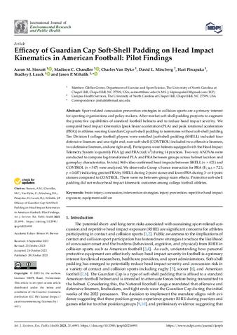 Efficacy of Guardian Cap Soft-Shell Padding on Head Impact Kinematics in American Football: Pilot Findings thumbnail