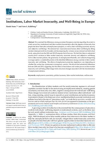 Institutions, Labor Market Insecurity, and Well-Being in Europe thumbnail