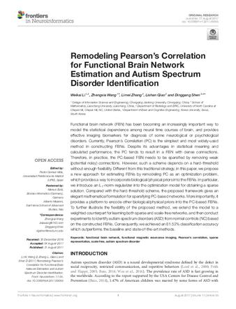 Remodeling Pearson's Correlation for Functional Brain Network Estimation and Autism Spectrum Disorder Identification thumbnail