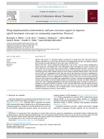 Using implementation interventions and peer recovery support to improve opioid treatment outcomes in community supervision: Protocol thumbnail