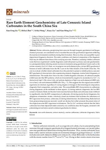 Rare Earth Element Geochemistry of Late Cenozoic Island Carbonates in the South China Sea thumbnail