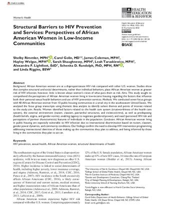 Structural Barriers to HIV Prevention and Services: Perspectives of African American Women in Low-Income Communities