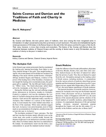 Saints Cosmas and Damian and the Traditions of Faith and Charity in Medicine thumbnail
