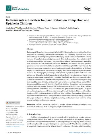 Determinants of Cochlear Implant Evaluation Completion and Uptake in Children thumbnail