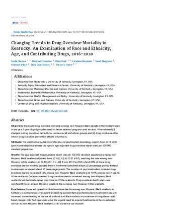 Changing Trends in Drug Overdose Mortality in Kentucky: An Examination of Race and Ethnicity, Age, and Contributing Drugs, 2016-2020 thumbnail