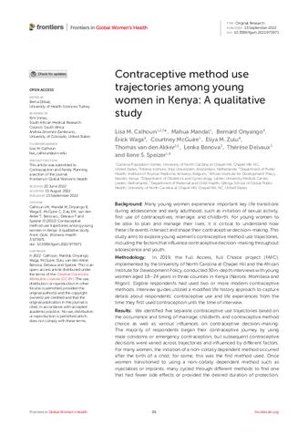 Contraceptive method use trajectories among young women in Kenya: A qualitative study thumbnail