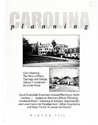 Carolina Planning Vol. 25.1: Place, Typology and Design Values in Urbanism
