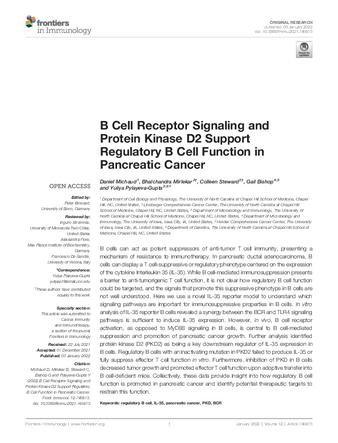 B Cell Receptor Signaling and Protein Kinase D2 Support Regulatory B Cell Function in Pancreatic Cancer thumbnail