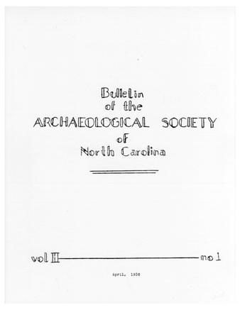 Bulletin of the Archaeological Society of North Carolina, Volume 3, Issue 1