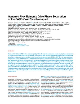 Genomic RNA Elements Drive Phase Separation of the SARS-CoV-2 Nucleocapsid thumbnail