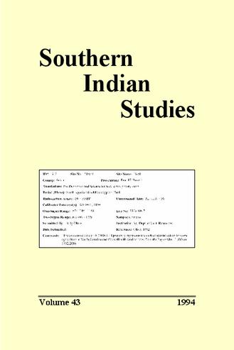 Southern Indian Studies, Volume 43