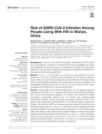 Risk of SARS-CoV-2 Infection Among People Living With HIV in Wuhan, China thumbnail
