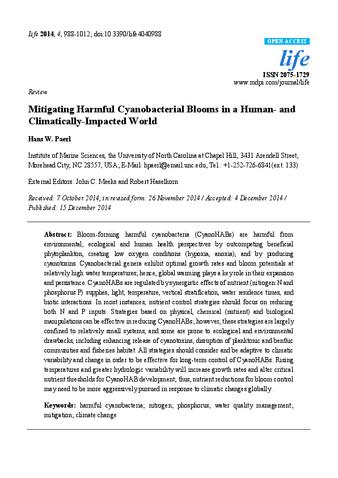 Mitigating harmful cyanobacterial blooms in a human- and climatically-impacted world thumbnail