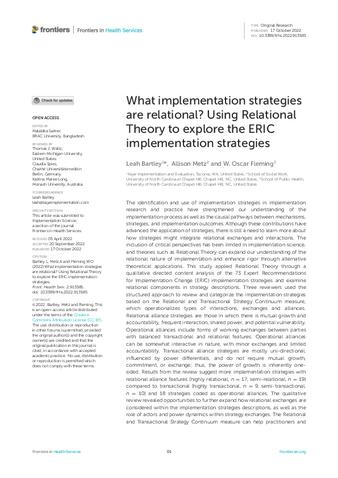 What implementation strategies are relational? Using Relational Theory to explore the ERIC implementation strategies thumbnail