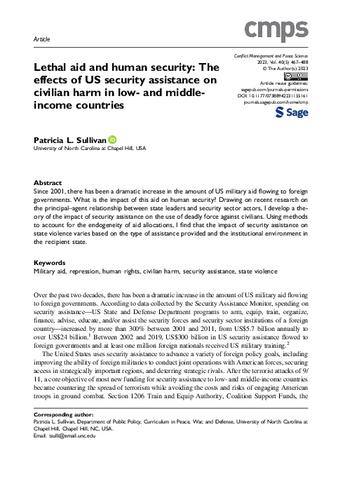 Lethal aid and human security: The effects of US security assistance on civilian harm in low- and middle-income countries thumbnail