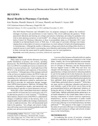Rural Health in Pharmacy Curricula thumbnail