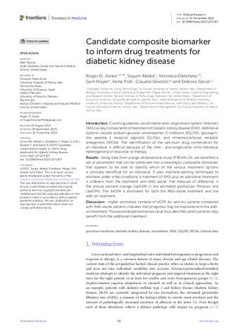 Candidate composite biomarker to inform drug treatments for diabetic kidney disease thumbnail