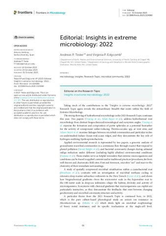 Editorial: Insights in extreme microbiology: 2022