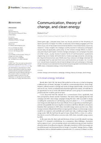 Communication, theory of change, and clean energy