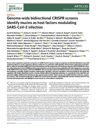 Genome-wide bidirectional CRISPR screens identify mucins as host factors modulating SARS-CoV-2 infection thumbnail