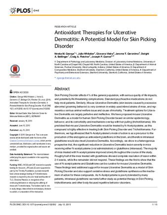 Antioxidant Therapies for Ulcerative Dermatitis: A Potential Model for Skin Picking Disorder thumbnail