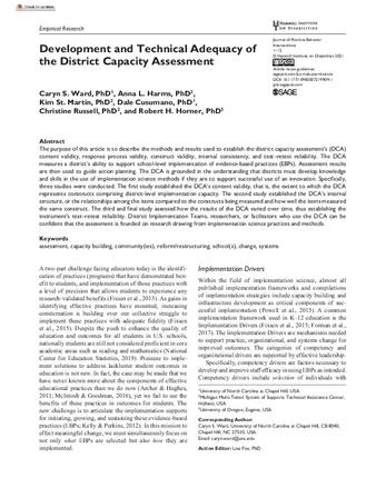 Development and Technical Adequacy of the District Capacity Assessment thumbnail