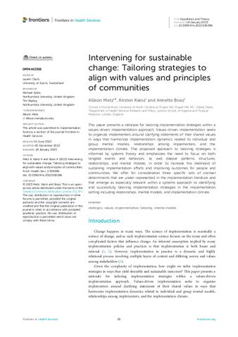 Intervening for sustainable change: Tailoring strategies to align with values and principles of communities thumbnail