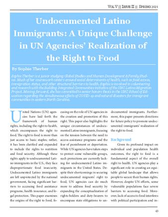 Undocumented Latino Immigrants: A Unique Challenge in UN Agencies’ Realization of the Right to Food