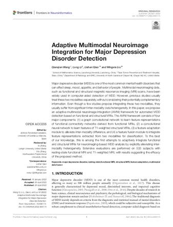 Adaptive Multimodal Neuroimage Integration for Major Depression Disorder Detection thumbnail