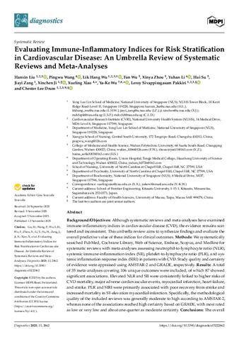 Evaluating Immune-Inflammatory Indices for Risk Stratification in Cardiovascular Disease: An Umbrella Review of Systematic Reviews and Meta-Analyses thumbnail