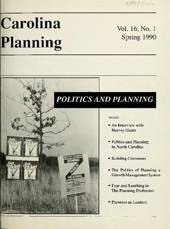 Carolina Planning Vol. 16.1: Politics and Planning thumbnail