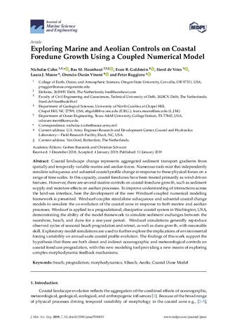 Exploring marine and aeolian controls on coastal foredune growth using a coupled numerical model thumbnail