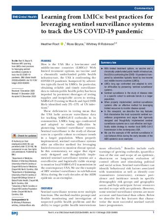 Learning from LMICs: best practices for leveraging sentinel surveillance systems to track the US COVID-19 pandemic thumbnail