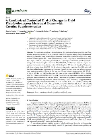 A Randomized Controlled Trial of Changes in Fluid Distribution across Menstrual Phases with Creatine Supplementation thumbnail
