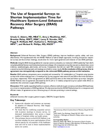 The Use of Sequential Surveys to Shorten Implementation Time for Healthcare System-Level Enhanced Recovery After Surgery (ERAS) Pathways
