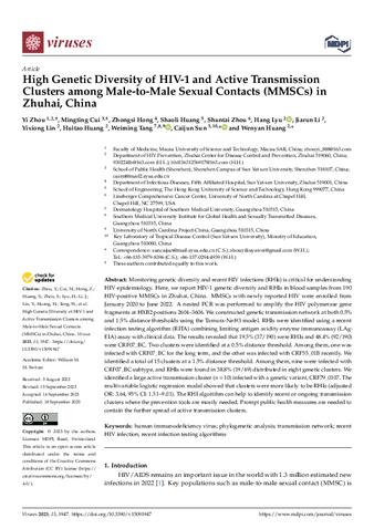 High Genetic Diversity of HIV-1 and Active Transmission Clusters among Male-to-Male Sexual Contacts (MMSCs) in Zhuhai, China thumbnail