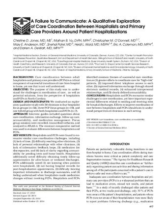 A Failure to Communicate: A Qualitative Exploration of Care Coordination Between Hospitalists and Primary Care Providers Around Patient Hospitalizations