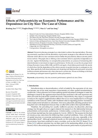 Effects of Polycentricity on Economic Performance and Its Dependence on City Size: The Case of China thumbnail