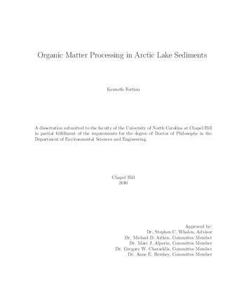 Organic matter processing in arctic lake sediments thumbnail