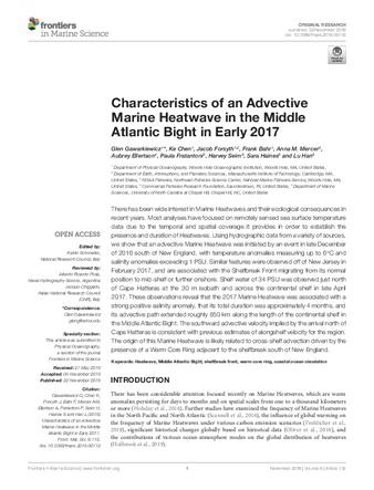 Characteristics of an Advective Marine Heatwave in the Middle Atlantic Bight in Early 2017 thumbnail